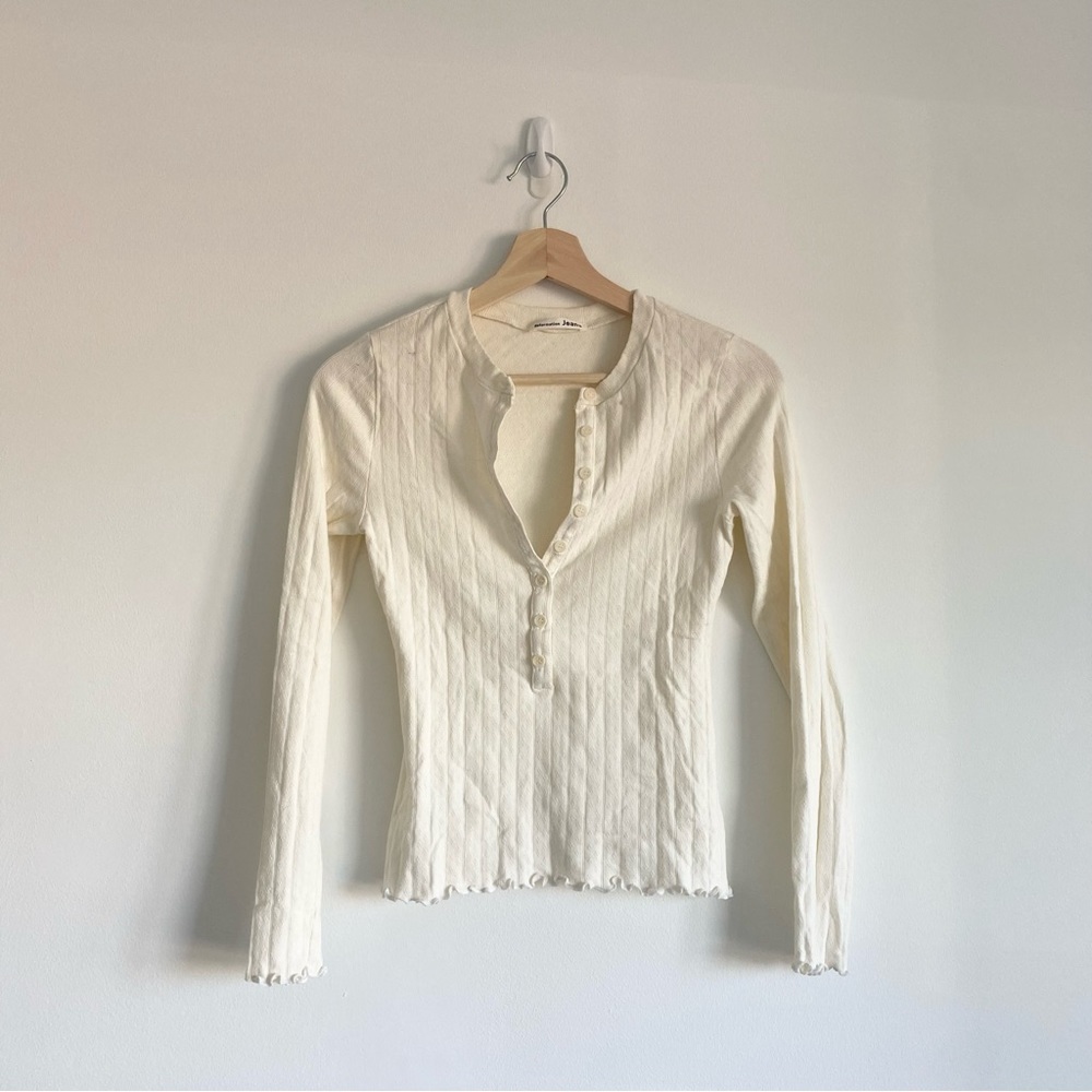 Reformation Jeans Lettuce Trim Henley Long Sleeve